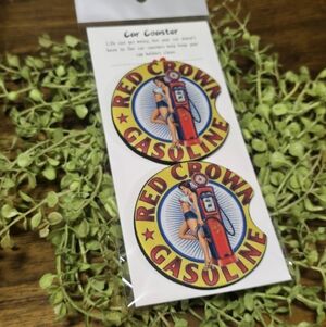 Red Crown Gasoline Car Coasters